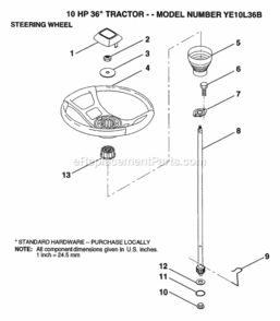 Page N Diagram and Parts List for YE10L36B 1999 And Before Husqvarna Lawn Tractor