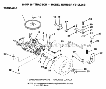 Page P Diagram and Parts List for YE10L36B 1999 And Before Husqvarna Lawn Tractor