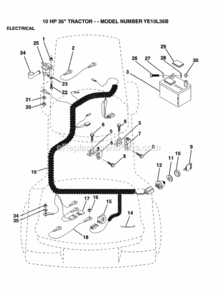 Page D Diagram and Parts List for YE10L36B 1999 And Before Husqvarna Lawn Tractor
