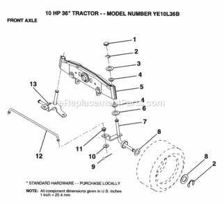 Page G Diagram and Parts List for YE10L36B 1999 And Before Husqvarna Lawn Tractor