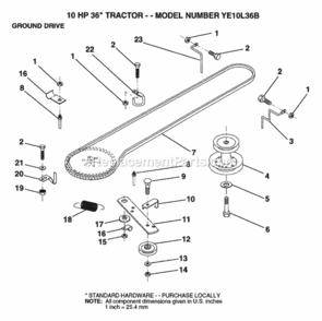 Page H Diagram and Parts List for YE10L36B 1999 And Before Husqvarna Lawn Tractor