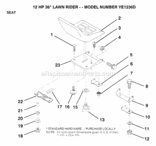 Page L Diagram and Parts List for YE1236D 1999 And Before Husqvarna Lawn Tractor