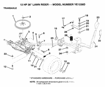 Page P Diagram and Parts List for YE1236D 1999 And Before Husqvarna Lawn Tractor
