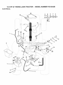 Page C Diagram and Parts List for YE12542B 1999 And Before Husqvarna Lawn Tractor
