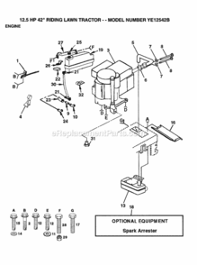 Page D Diagram and Parts List for YE12542B 1999 And Before Husqvarna Lawn Tractor