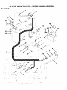 Page D Diagram and Parts List for YE12R38A 1999 And Before Husqvarna Lawn Tractor