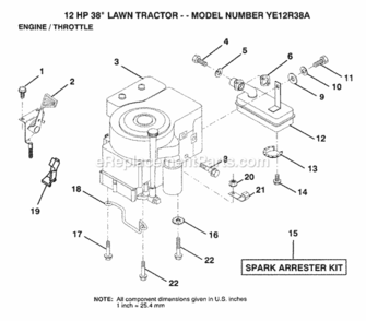 Page E Diagram and Parts List for YE12R38A 1999 And Before Husqvarna Lawn Tractor