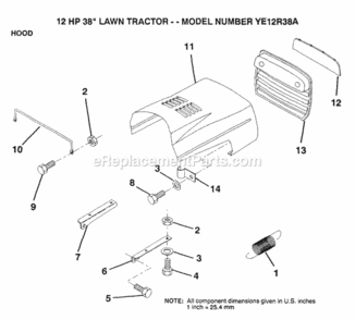 Page I Diagram and Parts List for YE12R38A 1999 And Before Husqvarna Lawn Tractor