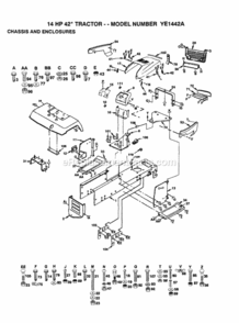 Page A Diagram and Parts List for YE1442A 1999 And Before Husqvarna Lawn Tractor