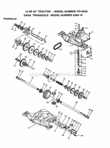 Page J Diagram and Parts List for YE1442A 1999 And Before Husqvarna Lawn Tractor
