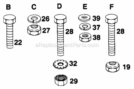 Page F Diagram and Parts List for YE1442A 1999 And Before Husqvarna Lawn Tractor