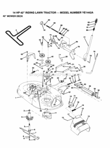 Page G Diagram and Parts List for YE1442A 1999 And Before Husqvarna Lawn Tractor