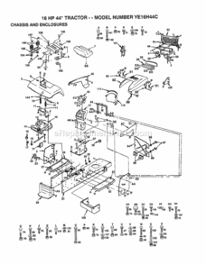 Page B Diagram and Parts List for YE16H44C 1999 And Before Husqvarna Lawn Tractor