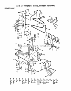 Page F Diagram and Parts List for YE16H44C 1999 And Before Husqvarna Lawn Tractor