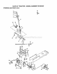 Page G Diagram and Parts List for YE16H44C 1999 And Before Husqvarna Lawn Tractor
