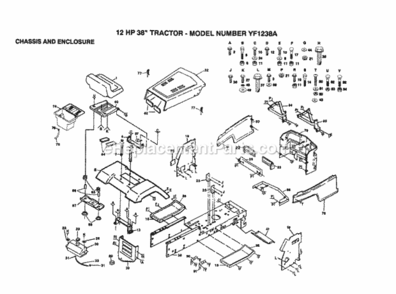 Page A Diagram and Parts List for YF1238A 1999 And Before Husqvarna Lawn Tractor