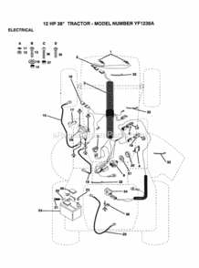 Page D Diagram and Parts List for YF1238A 1999 And Before Husqvarna Lawn Tractor