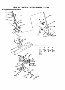 Page F Diagram and Parts List for YF1238A 1999 And Before Husqvarna Lawn Tractor