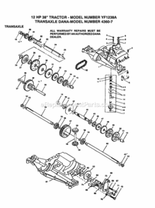 Page G Diagram and Parts List for YF1238A 1999 And Before Husqvarna Lawn Tractor