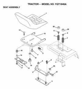 Page H Diagram and Parts List for YGT1846A 1998 Husqvarna Lawn Tractor