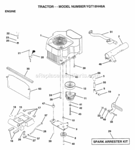 Page D Diagram and Parts List for YGT18H46A 1997 Husqvarna Lawn Tractor