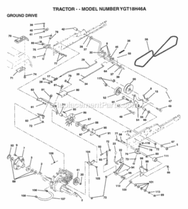 Page E Diagram and Parts List for YGT18H46A 1997 Husqvarna Lawn Tractor