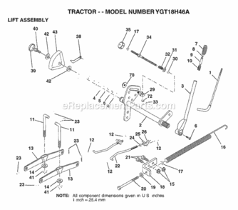 Page F Diagram and Parts List for YGT18H46A 1997 Husqvarna Lawn Tractor