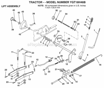 Page H Diagram and Parts List for YGT18H46B 1998 Husqvarna Lawn Tractor