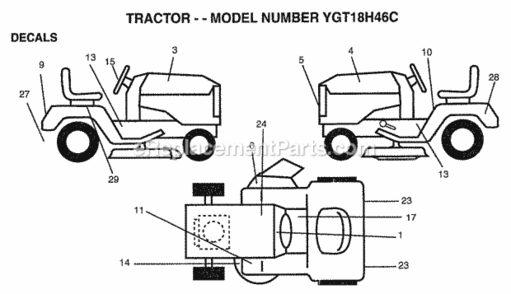Page B Diagram and Parts List for YGT18H46C 1999 Husqvarna Lawn Tractor