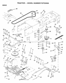 Page C Diagram and Parts List for YGT2046A 1997 Husqvarna Lawn Tractor
