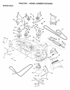 Page F Diagram and Parts List for YGT2046A 1997 Husqvarna Lawn Tractor