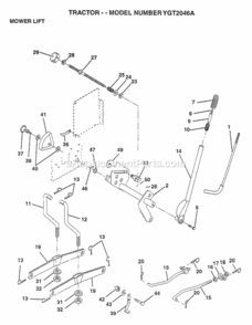 Page G Diagram and Parts List for YGT2046A 1997 Husqvarna Lawn Tractor