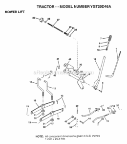 Page G Diagram and Parts List for YGT20D46A 1997 Husqvarna Lawn Tractor