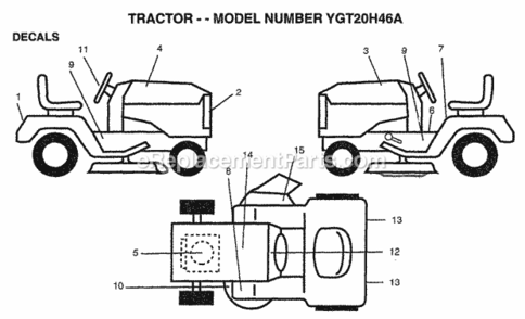 Page B Diagram and Parts List for YGT20H46A 1999 Husqvarna Lawn Tractor