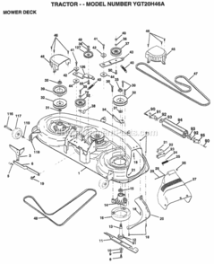 Page F Diagram and Parts List for YGT20H46A 1999 Husqvarna Lawn Tractor