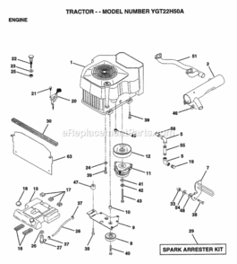 Page E Diagram and Parts List for YGT22H50A 1997 Husqvarna Lawn Tractor