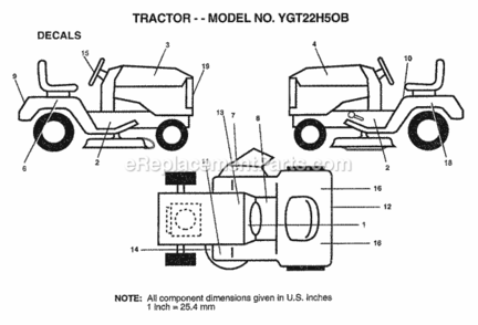 Page B Diagram and Parts List for YGT22H50B 1998 Husqvarna Lawn Tractor