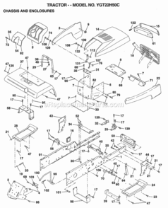 Page A Diagram and Parts List for YGT22H50C 1998 Husqvarna Lawn Tractor