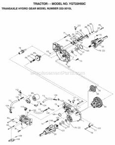Page J Diagram and Parts List for YGT22H50C 1998 Husqvarna Lawn Tractor