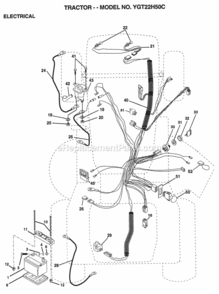Page C Diagram and Parts List for YGT22H50C 1998 Husqvarna Lawn Tractor