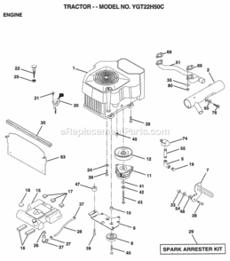 Page D Diagram and Parts List for YGT22H50C 1998 Husqvarna Lawn Tractor