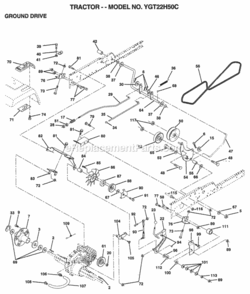 Page E Diagram and Parts List for YGT22H50C 1998 Husqvarna Lawn Tractor