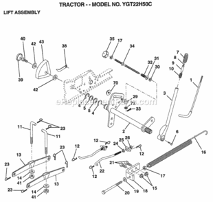 Page F Diagram and Parts List for YGT22H50C 1998 Husqvarna Lawn Tractor