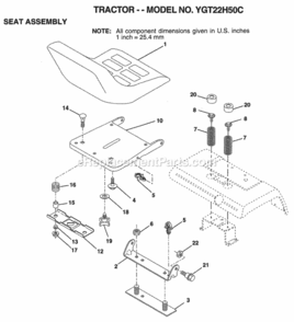 Page H Diagram and Parts List for YGT22H50C 1998 Husqvarna Lawn Tractor