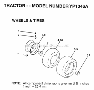 Page K Diagram and Parts List for YP1342A 1997 Husqvarna Lawn Tractor