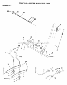 Page G Diagram and Parts List for YP1342A 1997 Husqvarna Lawn Tractor