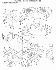 Page A Diagram and Parts List for YP1342B 1997 Husqvarna Lawn Tractor