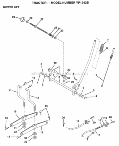 Page G Diagram and Parts List for YP1342B 1997 Husqvarna Lawn Tractor