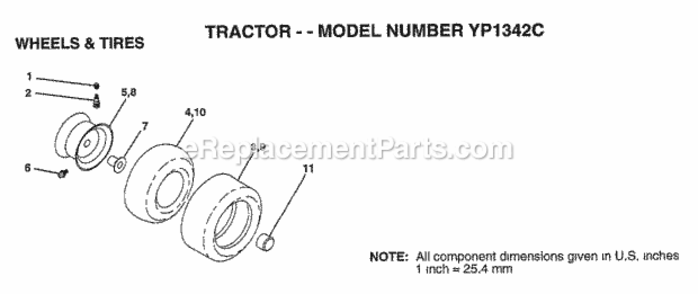 Page K Diagram and Parts List for YP1342C 1998 Husqvarna Lawn Tractor
