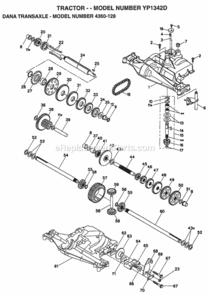 Page B Diagram and Parts List for YP1342D 1998 Husqvarna Lawn Tractor